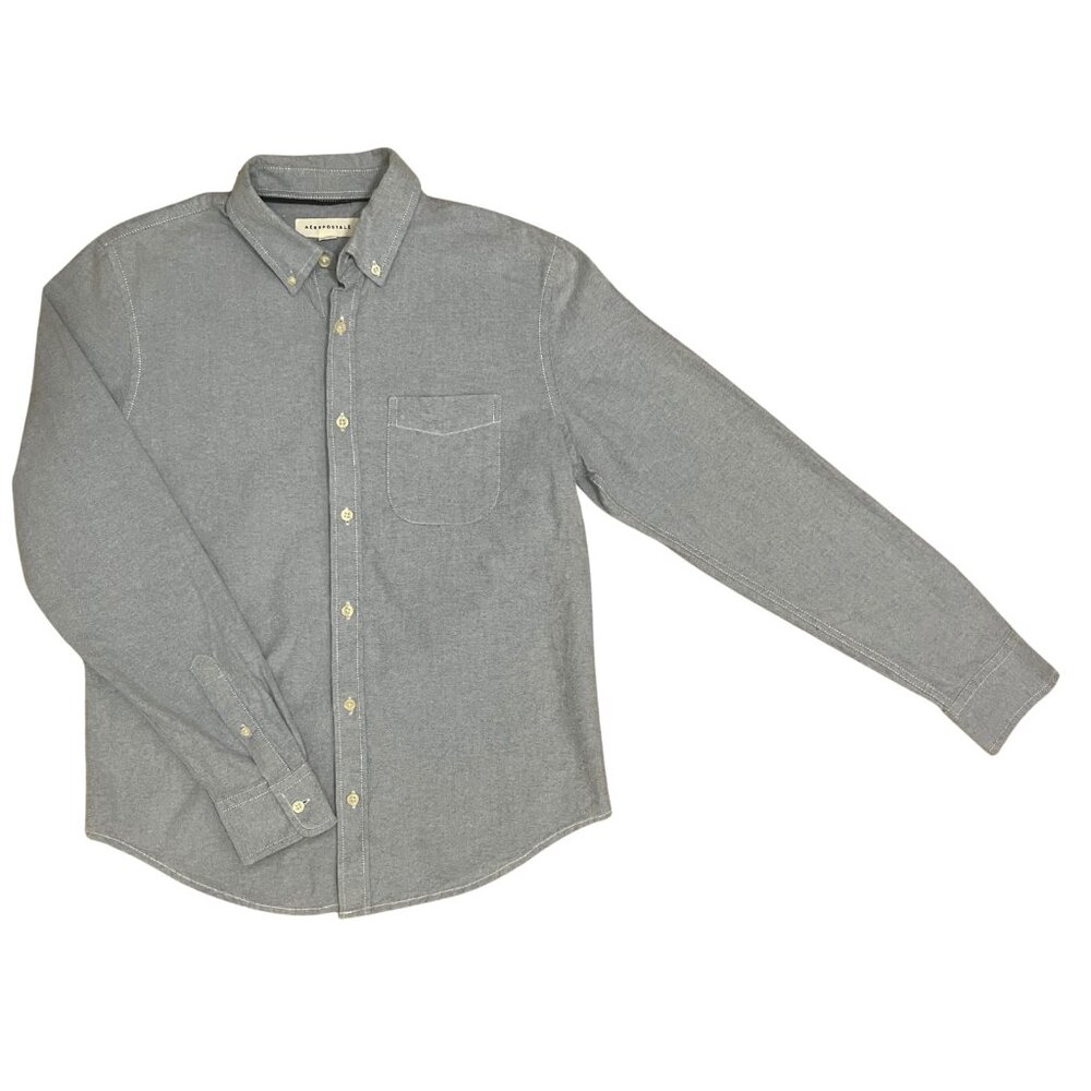 Aeropostale Soft Blue Long Sleeve Button Down Shirt Men's Size S Classic Casual